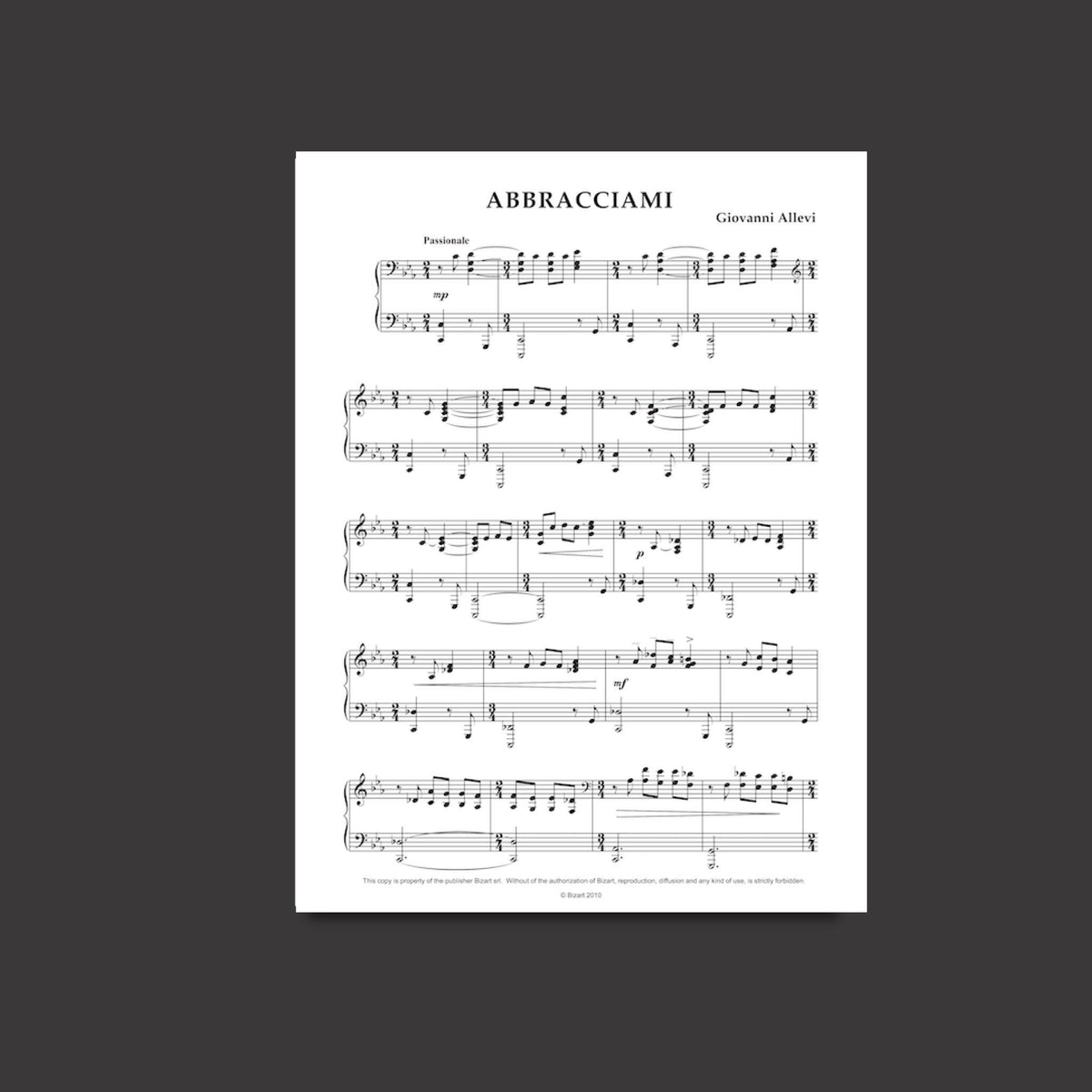 CARIÑO del compositore GIOVANNI ALLEVI - spartito digitale per pianoforte solo
