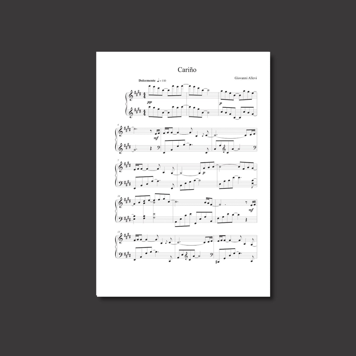 CARIÑO by composer GIOVANNI ALLEVI - digital sheet music for piano solo