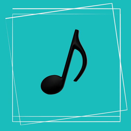 3D Car Musical Note - Eighth Note Metal Sticker black