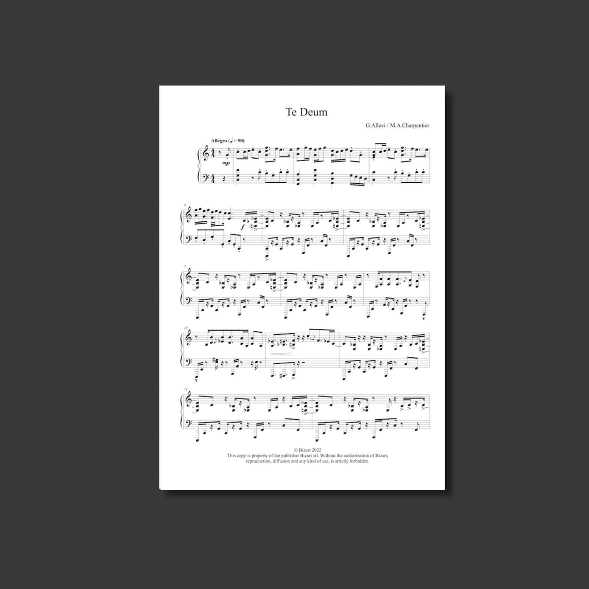 TE DEUM del compositore GIOVANNI ALLEVI - spartito digitale per pianoforte solo