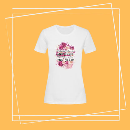 Maglietta da donna con fiori musicali