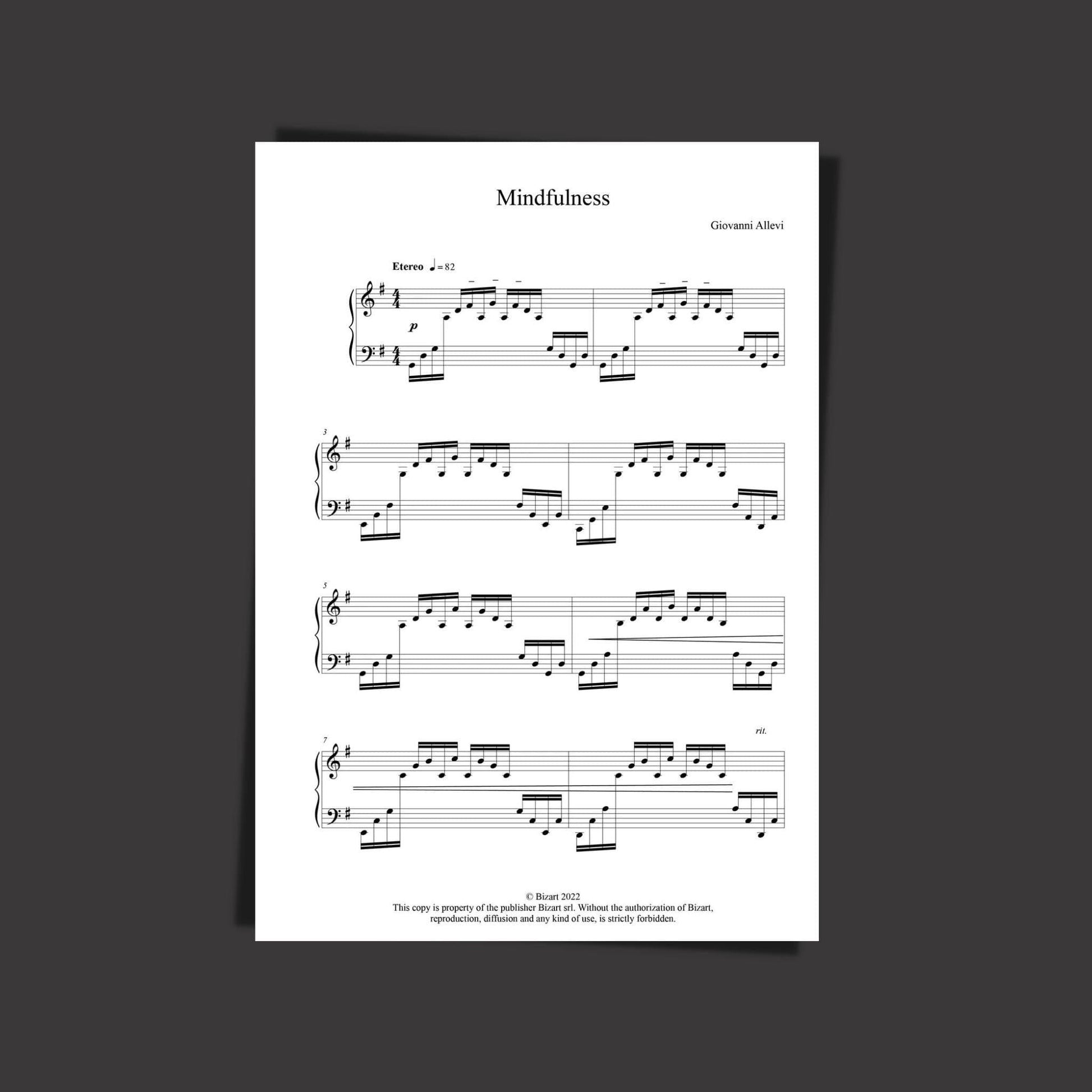 MINDFULNESS by composer and pianist GIOVANNI ALLEVI - digital sheet music opening