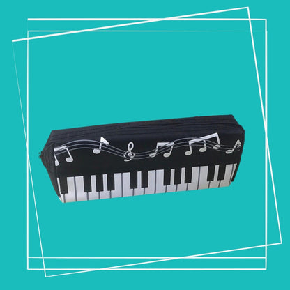 Piano Key Canvas Zipper - Pencil Stationery black