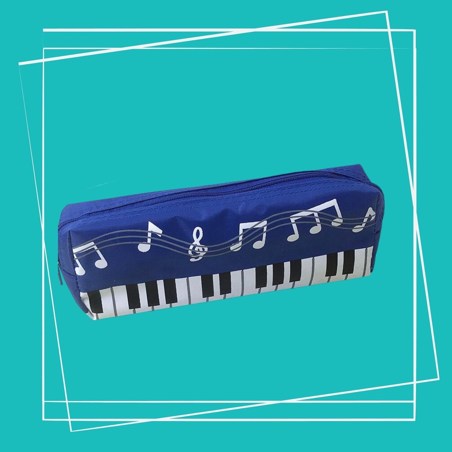 Piano Key Canvas Zipper - Pencil Stationery Blue