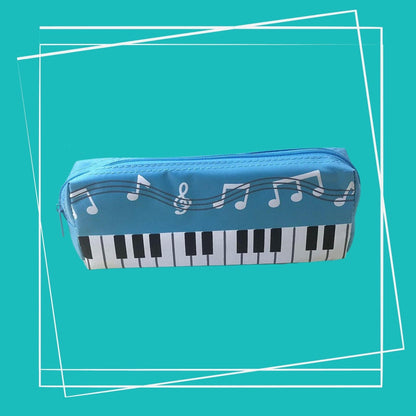 Piano Key Canvas Zipper - Pencil Stationery Blue Sky