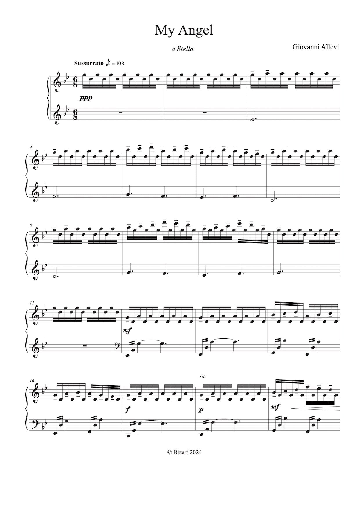 MY ANGEL by composer GIOVANNI ALLEVI - digital sheet music for piano solo
