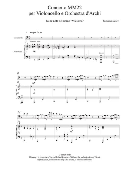 NOSTALGIA del compositore GIOVANNI ALLEVI - spartito digitale per violoncello e pianoforte