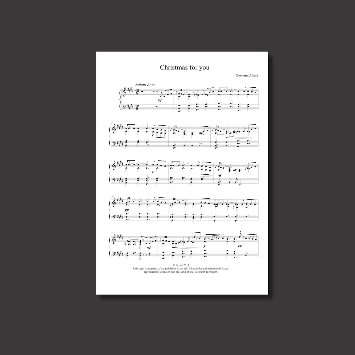 CHRISTMAS FOR YOU by composer GIOVANNI ALLEVI - digital sheet music for piano solo